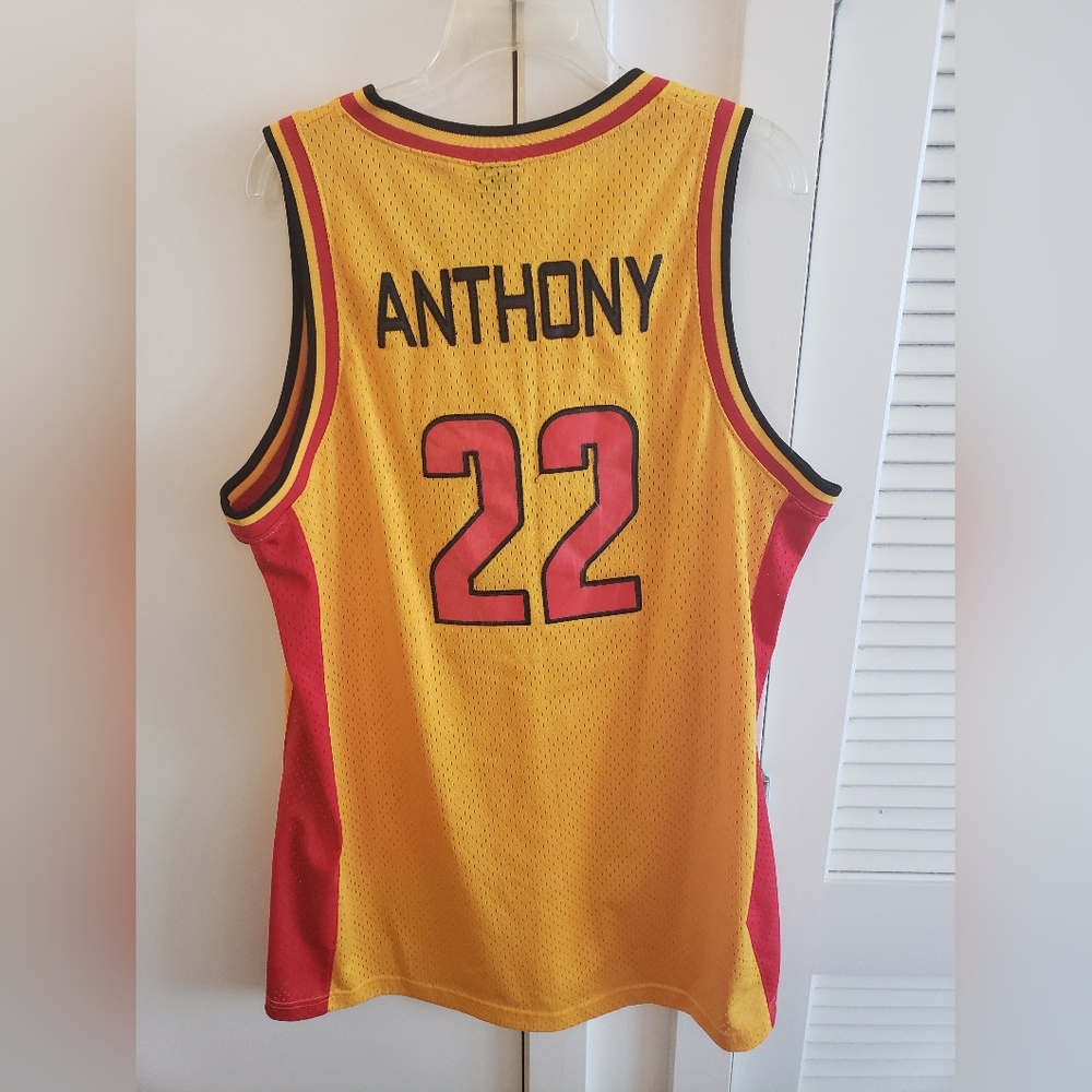 Carmelo Anthony Jordan Oak Hill Yellow Red Basketball Jersey High School Large